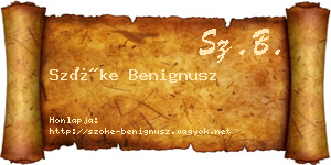 Szőke Benignusz névjegykártya